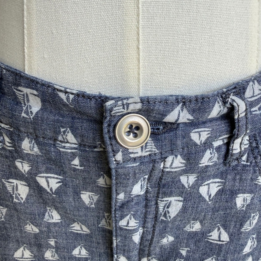 Croft & Barrow Sailboat Print Chambray Skirt Cotton Stretch Size 4 Coastal - Picture 3 of 12